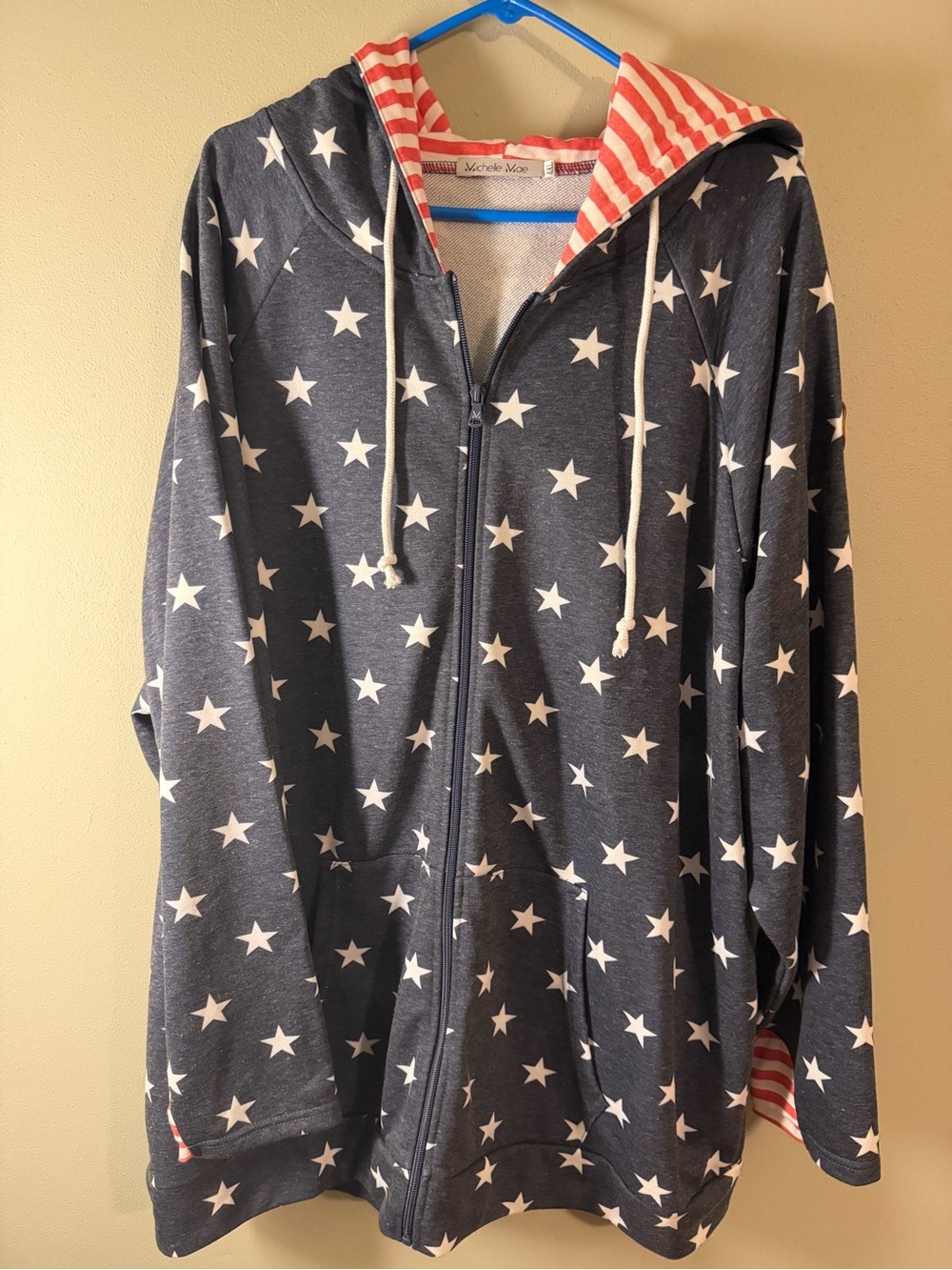 Michelle Mae Navy Star-Print Hooded Jacket.